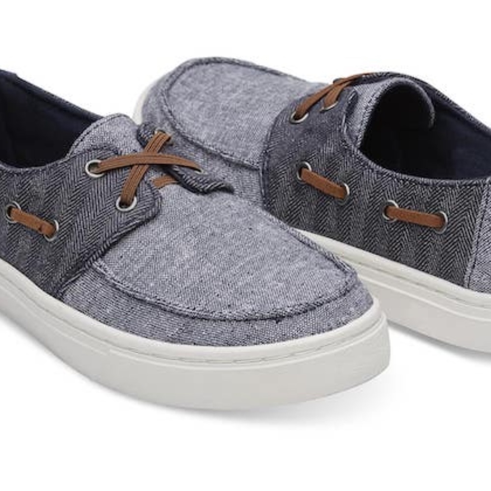 NEW: Toms Culver Navy Slub Chambray/Denim Loafers 10011527